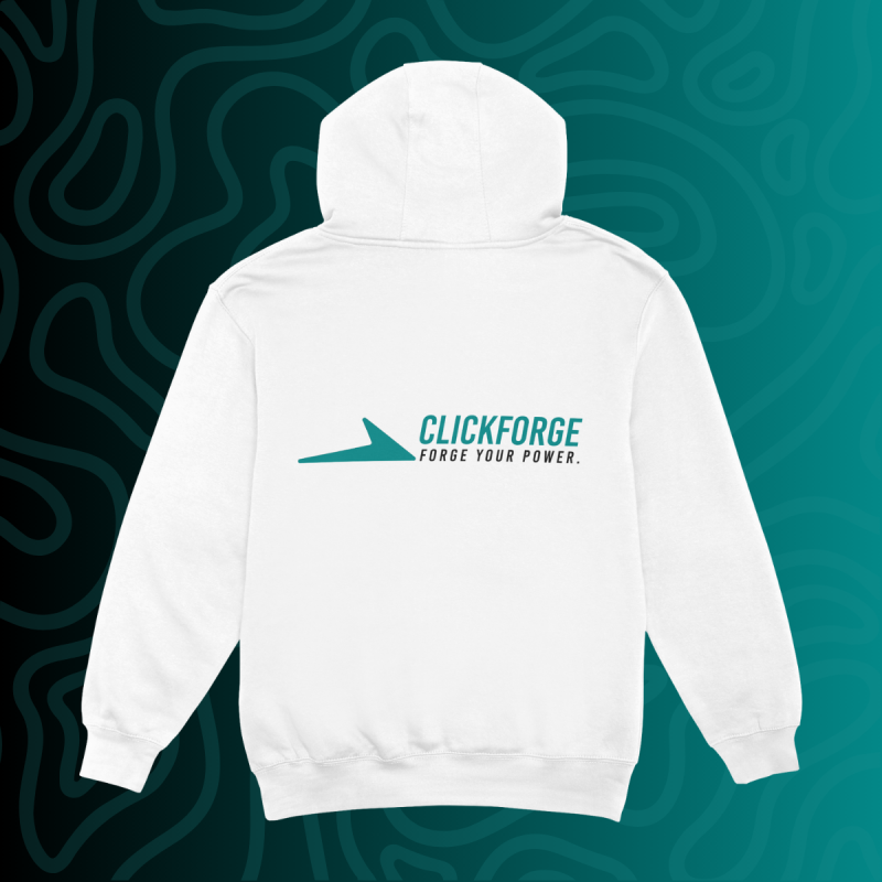 Clickforge White Hoodie with Subtle Logo - Image 4