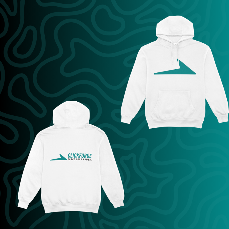 Clickforge White Hoodie with Subtle Logo - Image 2