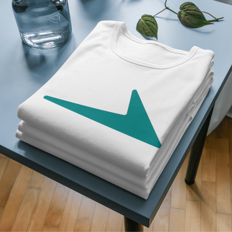 White Women’s Shirt with Deep Teal CLICKFORGE Logo - Image 4