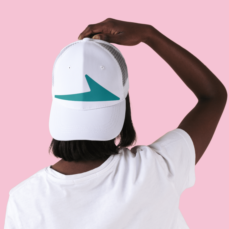 White Cap with Deep Teal CLICKFORGE Logo – Unisex Standard Fit - Image 2