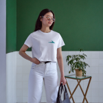 White Women’s Shirt with Deep Teal CLICKFORGE Logo