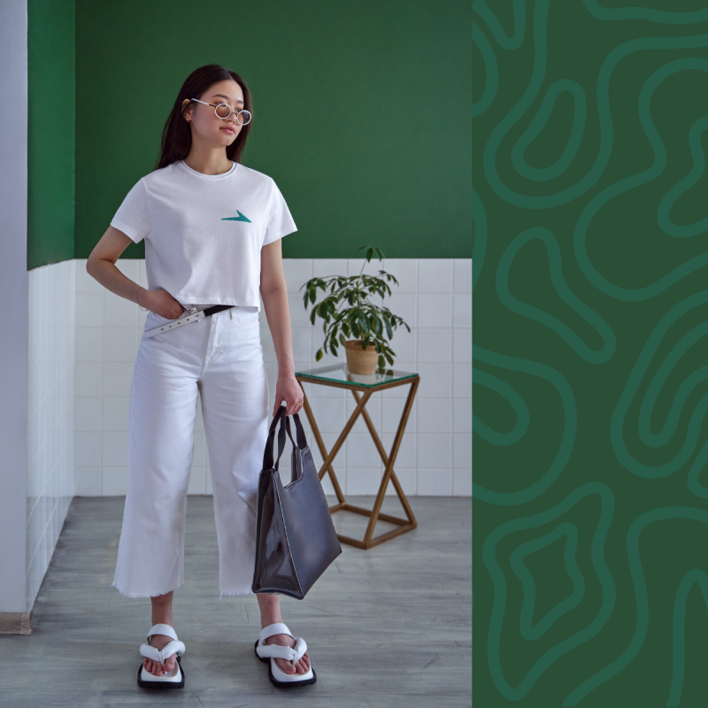 White Women’s Shirt with Deep Teal CLICKFORGE Logo - Image 2